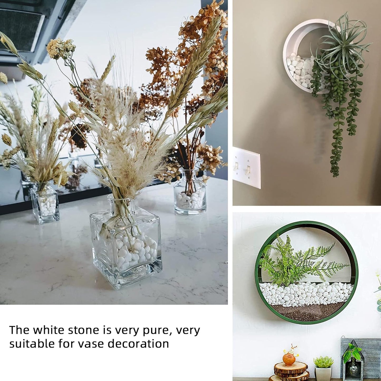 CJGQ White Pebbles for Plants Garden Vases 7 lb White Rocks Gravel Decorative Stone 1/2"