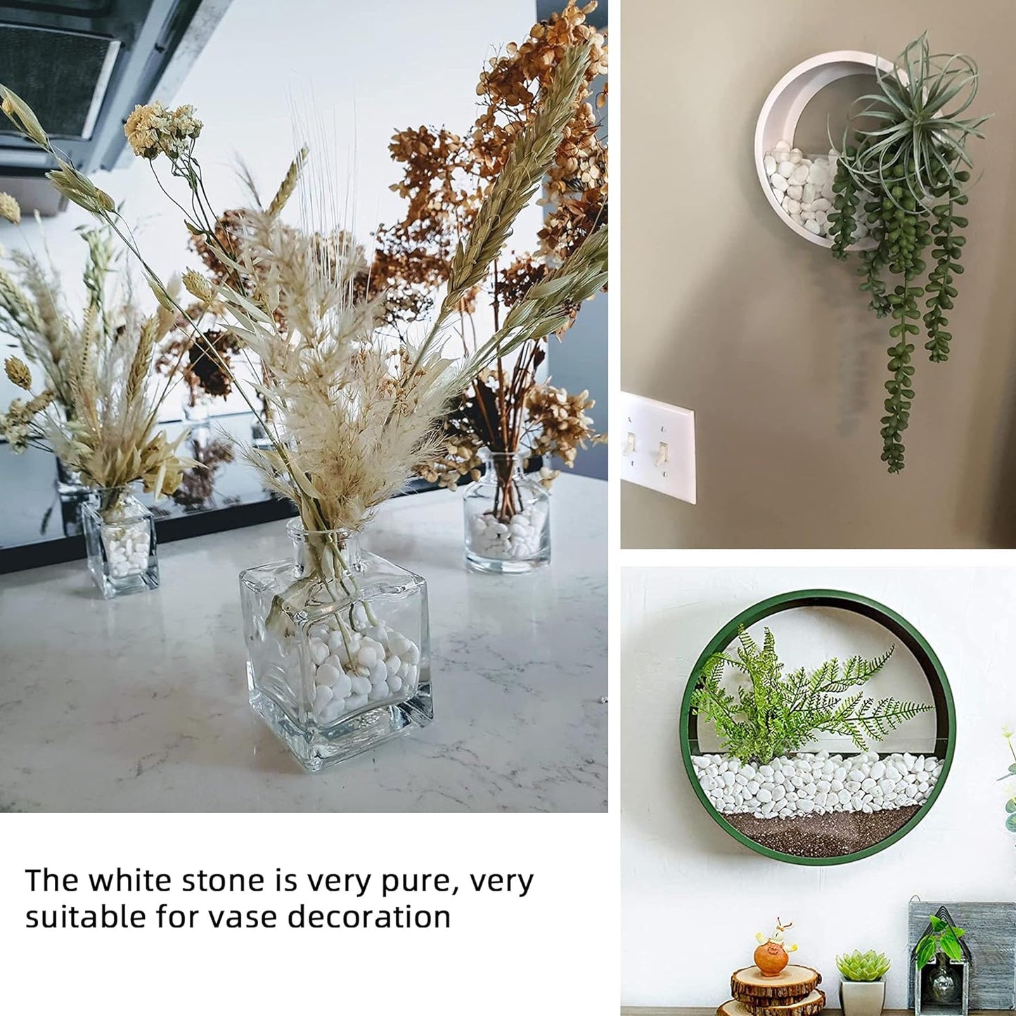 CJGQ White Pebbles for Plants Garden Vases 3 lb White Rocks Gravel Decorative Stone 1/2"