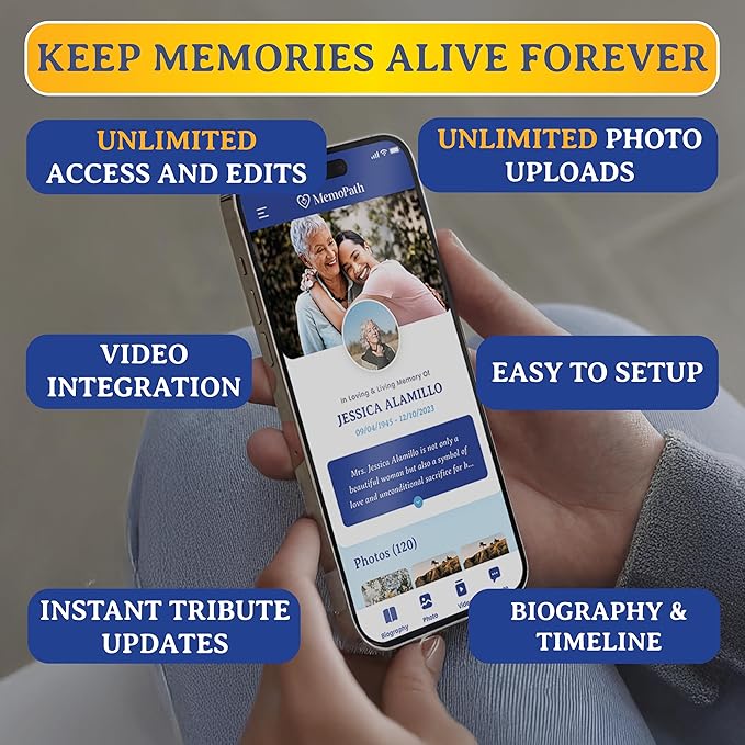 QR Memorial Plaque and Memorial Webpage - Cemetery Plaques for Grave, Cemetery Qr Code, Memorial Qr Code for Headstone, Memorial Plaques, Remember Tag, Memorial Gifts for Loss of Loved One