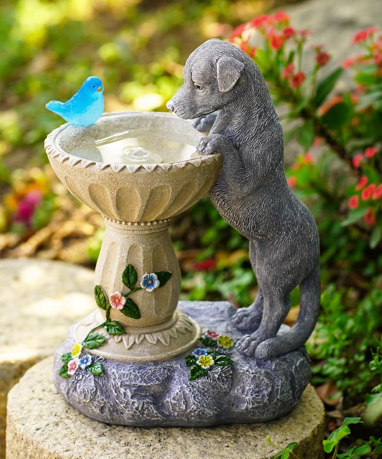 Dachshund Dog Statues for Bird Bath: Outdoor Sculptures for Garden Lawn Patio Yard Balcony Porch - Unique Gifts for Mother Grandma Women