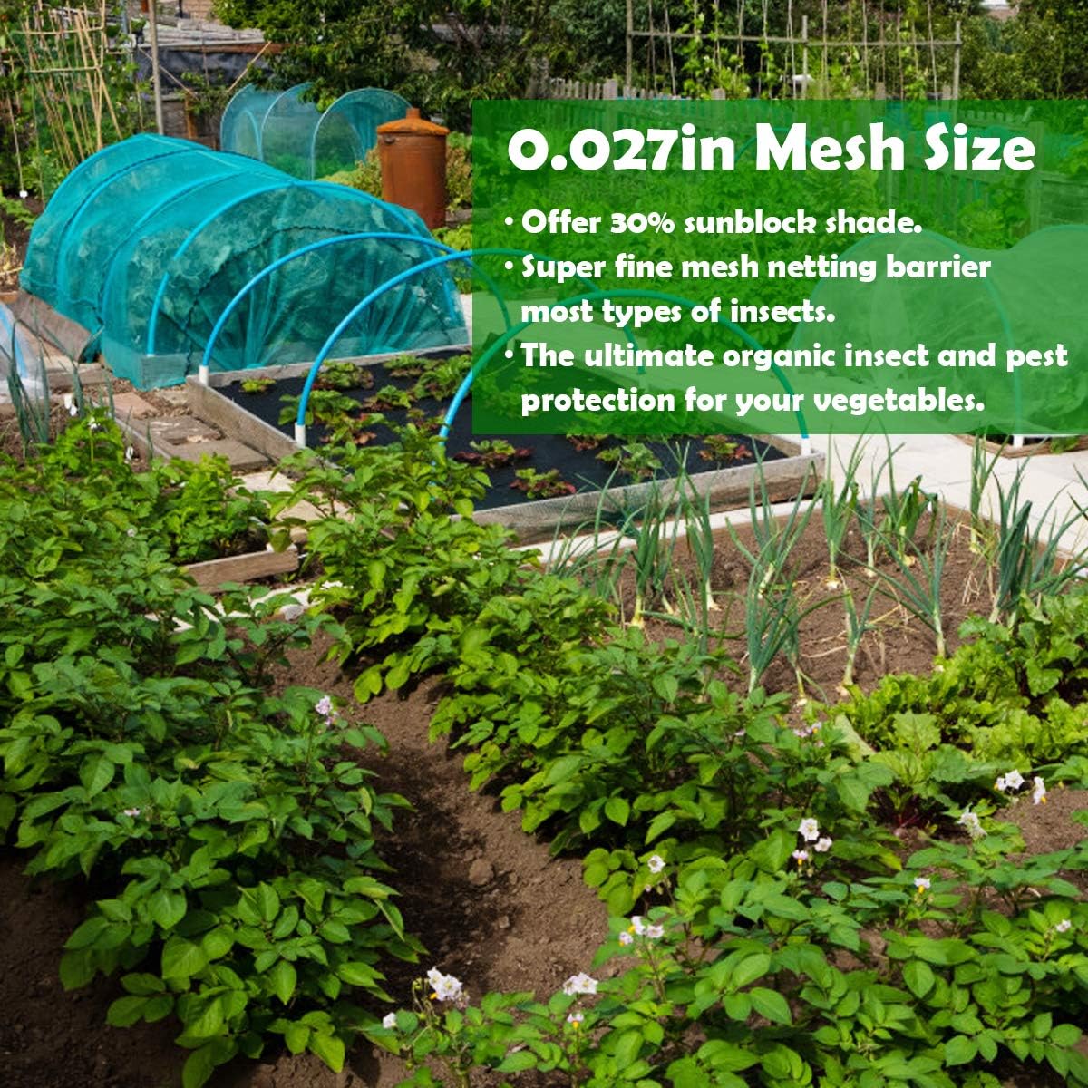 Garden Barrier Netting, Plant Covers 8x24ft Extra Fine Mesh 30% Sun Net Green Sunblock Mesh Shade Protection Netting for Vegetable Fruits Flowers Crops Row Cover Raised Bed Screen Against Birds Animal