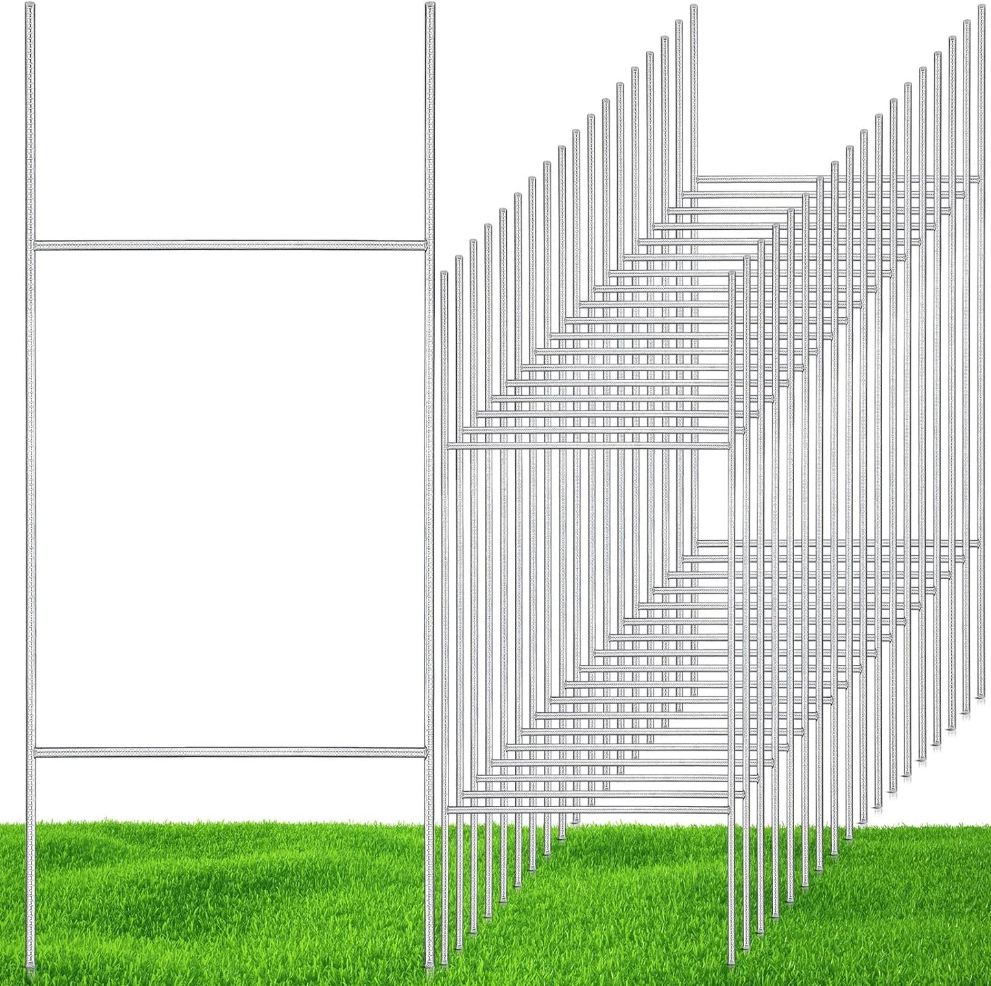 30 Pcs H Stakes for Yard Signs 30'' x 10'' Metal Heavy Duty H Frame Wire Stakes Weatherproof Metal Holder for 4mm 5mm Corrugated Signs Advertising Board Guidepost Yard Halloween Decor