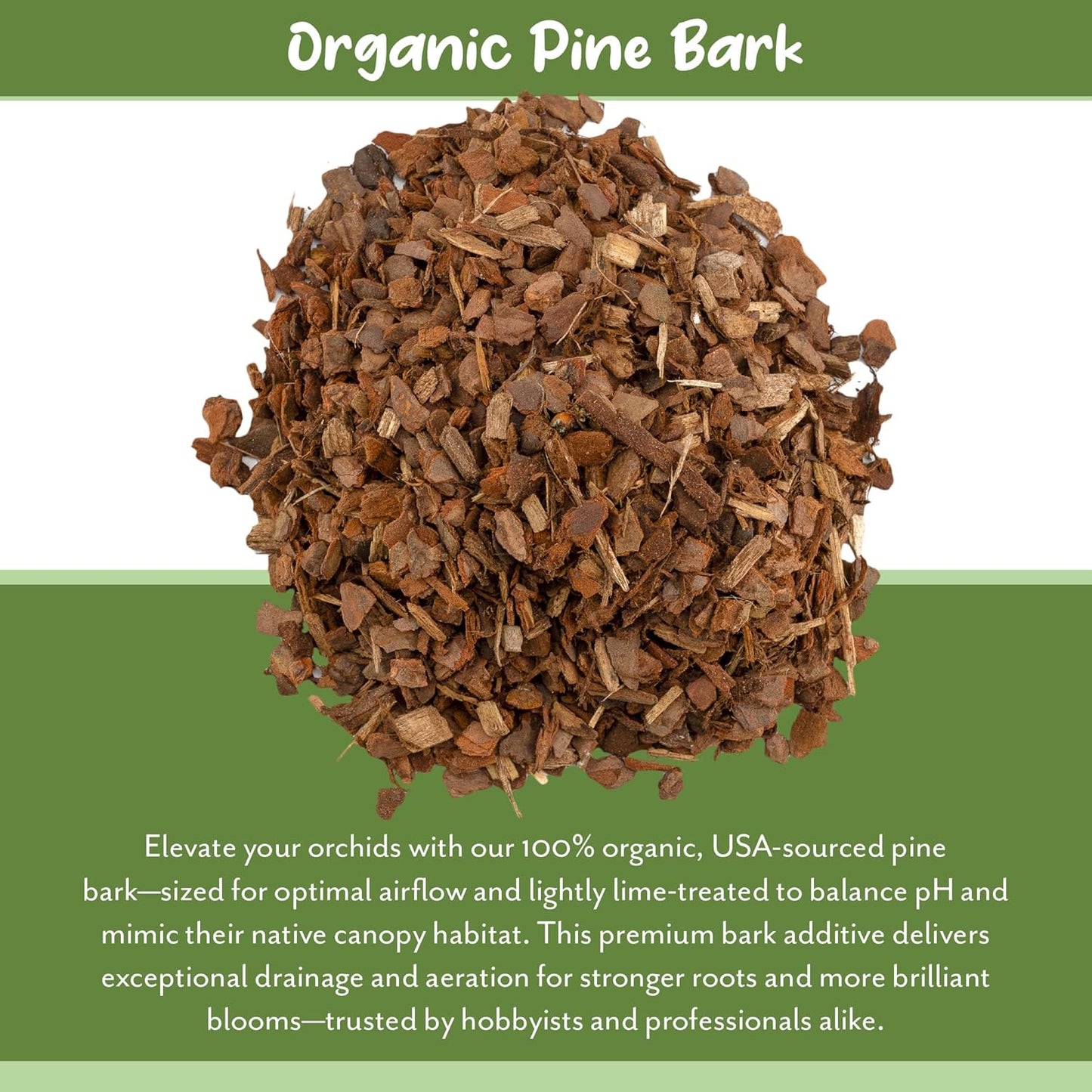 100% Organic Orchid Potting Bark (8 Quarts), All-Natural USA-Sourced Pine Bark Orchid Mix Additive
