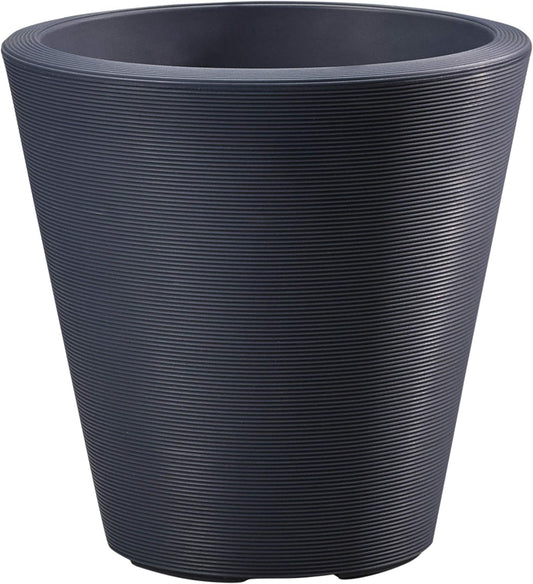 Crescent Garden Madison Planter– Weather-Resistant, Double Walled Indoor/Outdoor Plant Pot with Drain Hole – Durable All-Season Flower Container, 16" W (Midnight Blue)