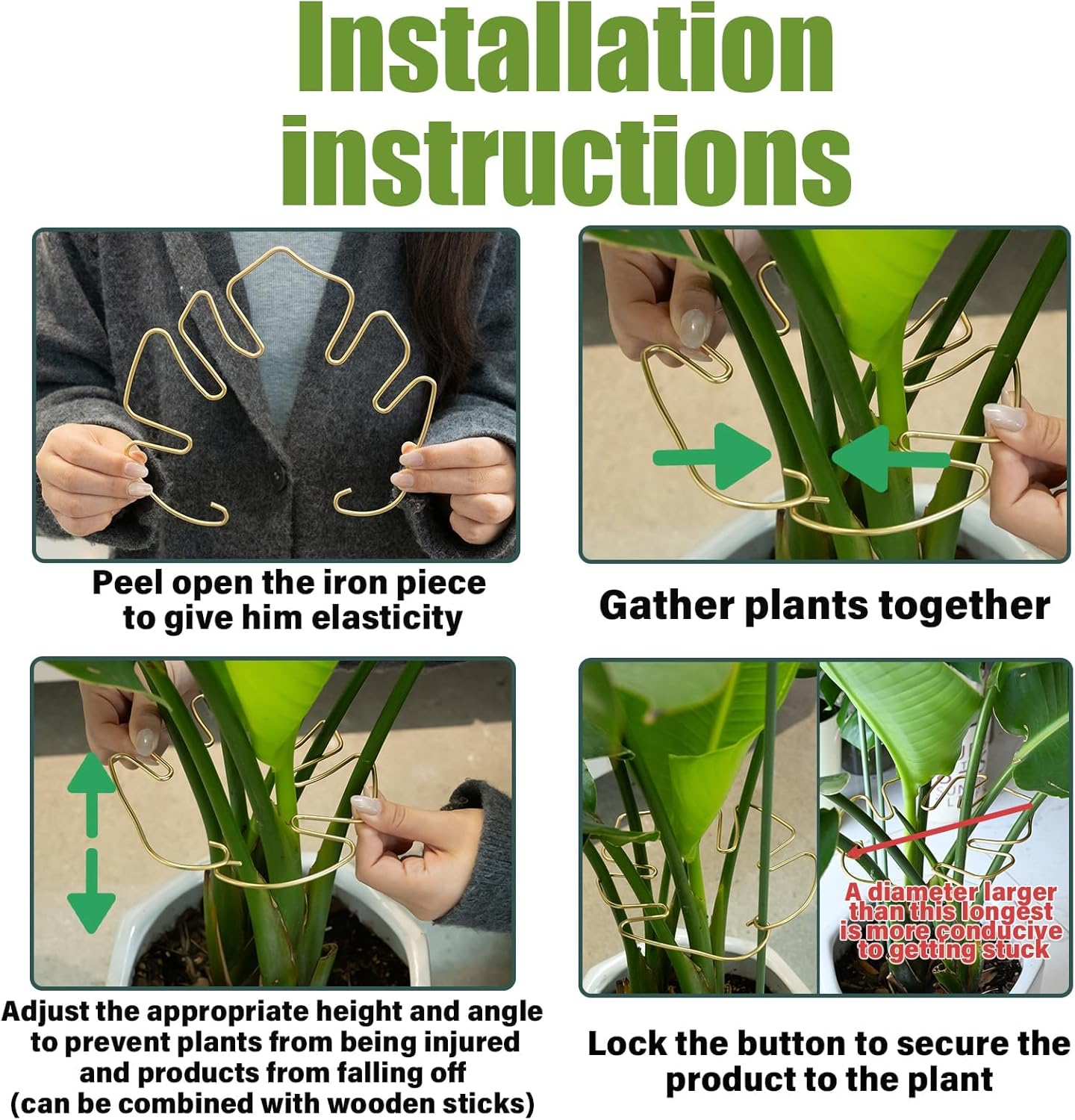 5PCS Monstera Plant Stem Support with Leaf Holders - Innovative Cactus Stake for Indoor Plants - Unique Plant Support Kit for Healthy Growth - Ideal for Gardening Enthusiasts