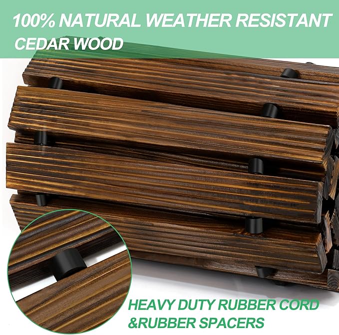 RELIANCER 8' Wooden Garden Pathway,Outdoor Roll Out Cedar Straight Walkway,Patio Path Decorative Garden Boardwalk Walkways,Weather-Resistant Roll Up Beach Wood Road Floor,Wedding Party Pathways