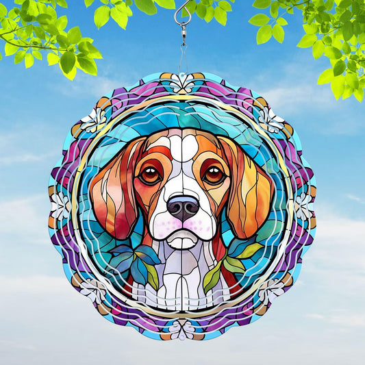 Beagle Yard and Garden Wind Spinner, Unique 3D Hanging Beagle Wind Spinner