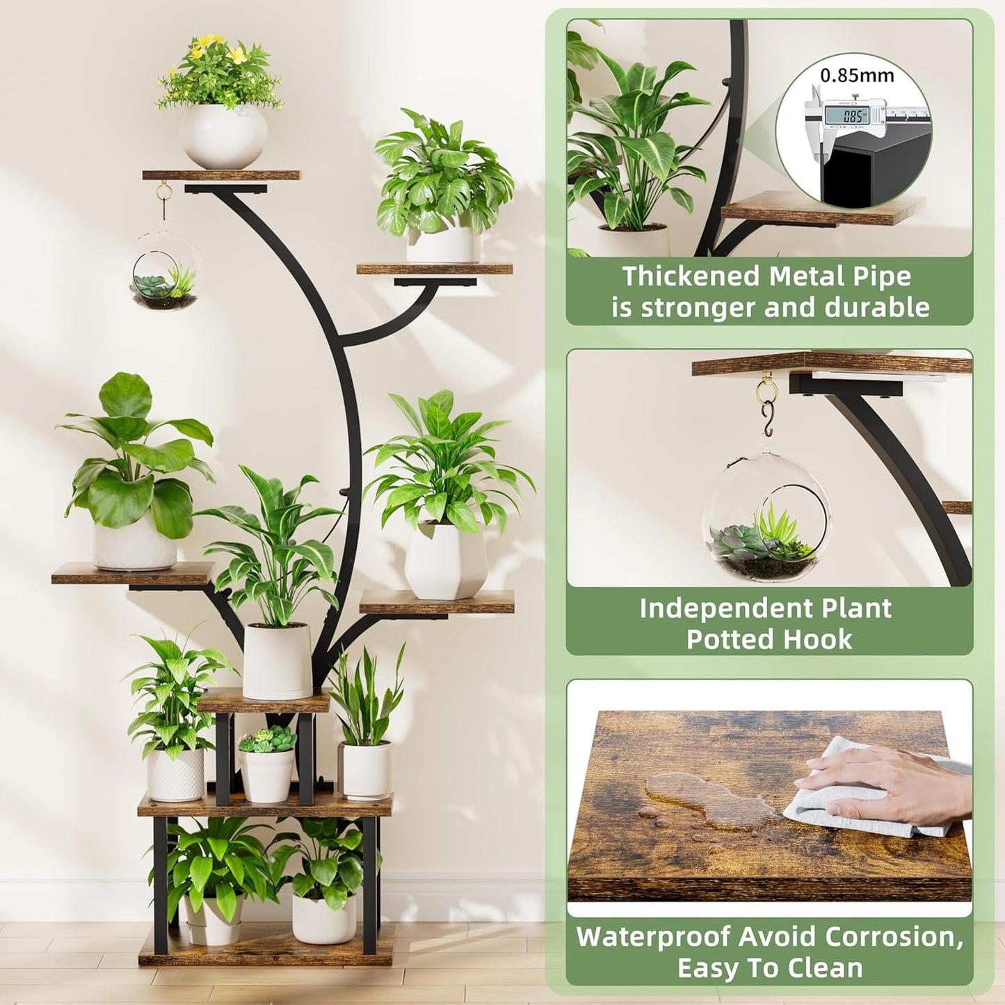 Plant Stand Indoor with Grow Light, 47" Corner Plant Stands for Indoor Plants Multiple, 7 Tiered Metal Plant Shelf Indoor Display Rack Holder, Flower Stand for Living Room, Balcony, Garden, Patio