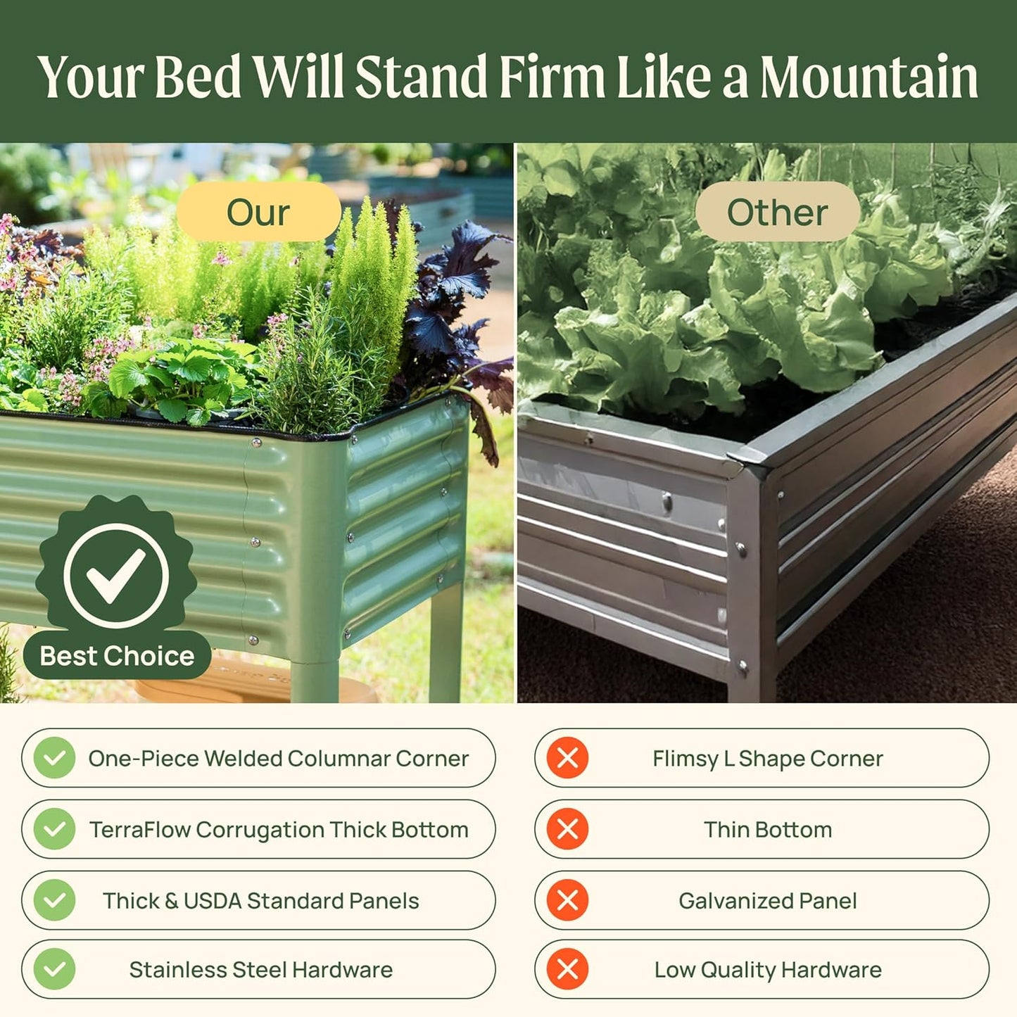 Elevated Raised Garden Bed-V Series, 2' x 4' Garden Beds with Legs & Storage Rack for Patio Porch, 700 Lbs Weight Capacity, Outdoor Planter Boxes for Gardening Herbs Vegetables Flowers, Modern Gray