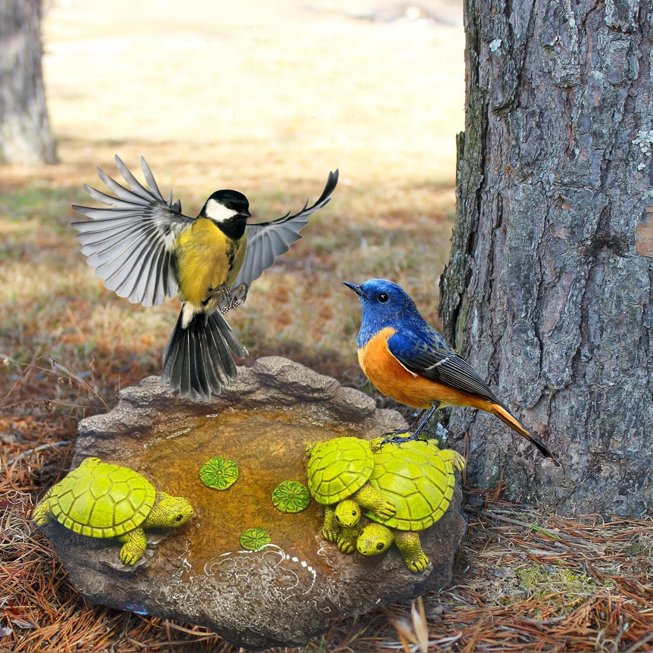 Turtle Splash Block - Decorative Resin Gutter Downspout Diverter, 9” x 6.7”, Durable Water Flow Protector for Yard, Garden & Patio, Functional Outdoor Tortoise Statue for Rainwater Drainage