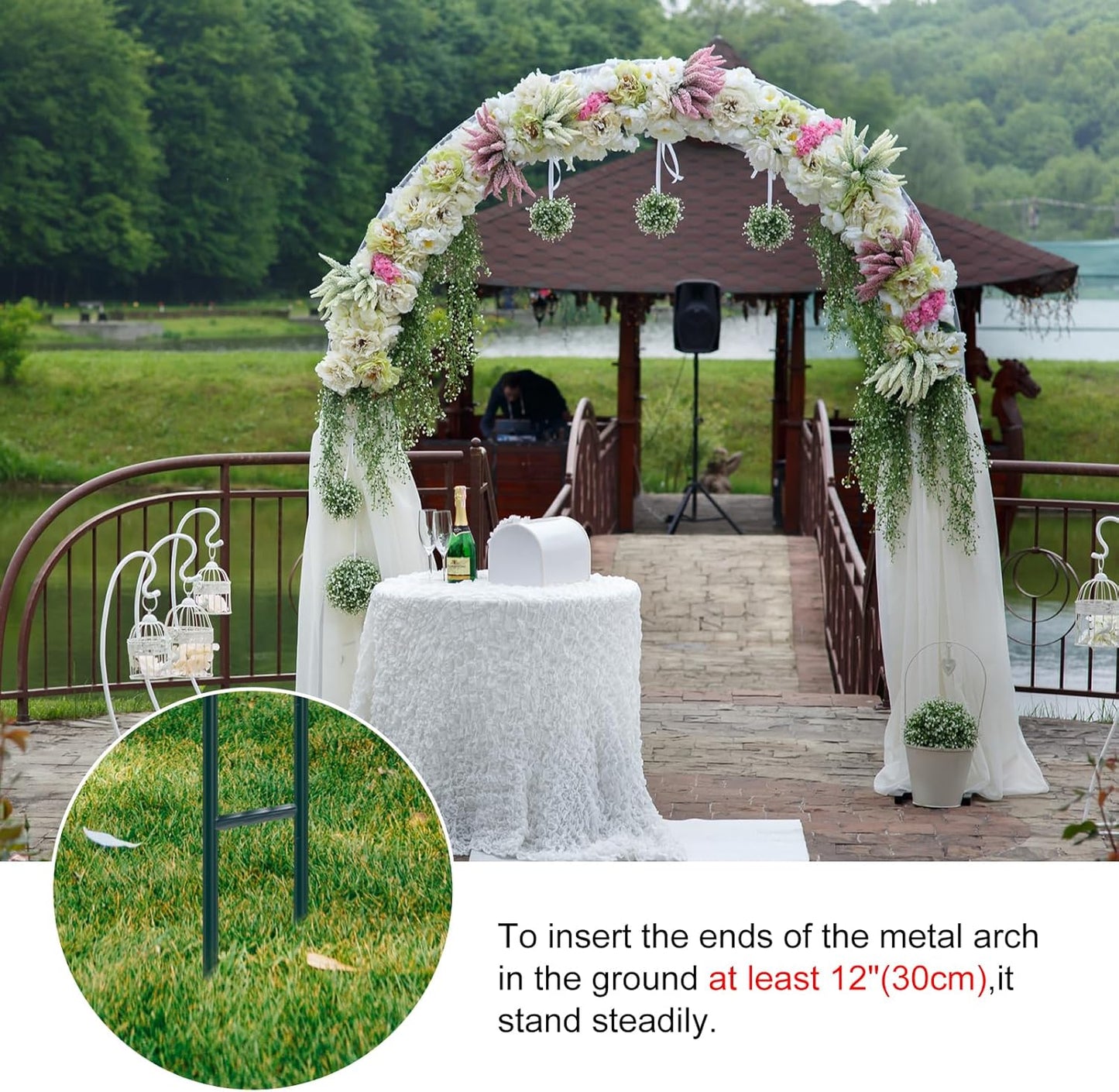 RUBFAC 94" Metal Garden Arch Trellis for Climbing Plants Outdoor, Garden Arbors and Arches, Halloween Archway for Pumpkin Balloon Rose Vines Wedding Christmas Birthday Party Decorations, Army Green