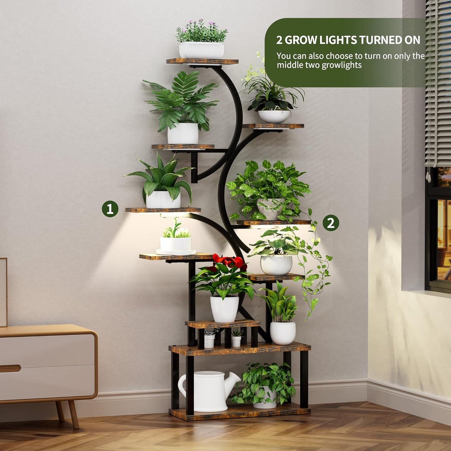 Plant Stand Indoor with Grow Lights, 10 Tiered Indoor Plant Stand, 68.5" Lighted Corner Plant Stands for Indoor Growing, Large Flower Holder for Living Room, Patio, Balcony Décor