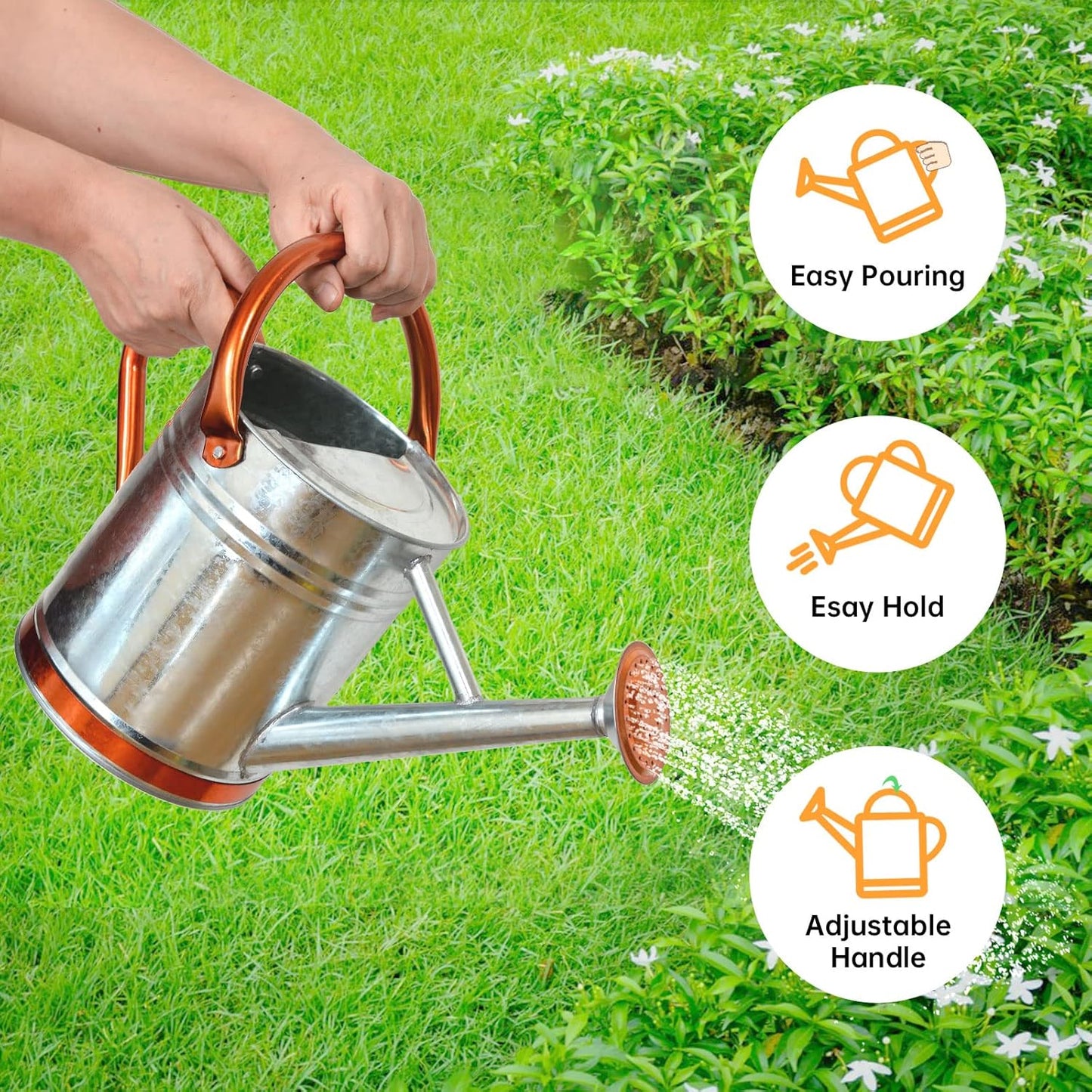 Metal Watering Can for Outdoor Plants, Galvanized Steel Watering Can with Removable spout, 1 Gallon,Perfect Home & Garden Décor Retro Zinc Hue
