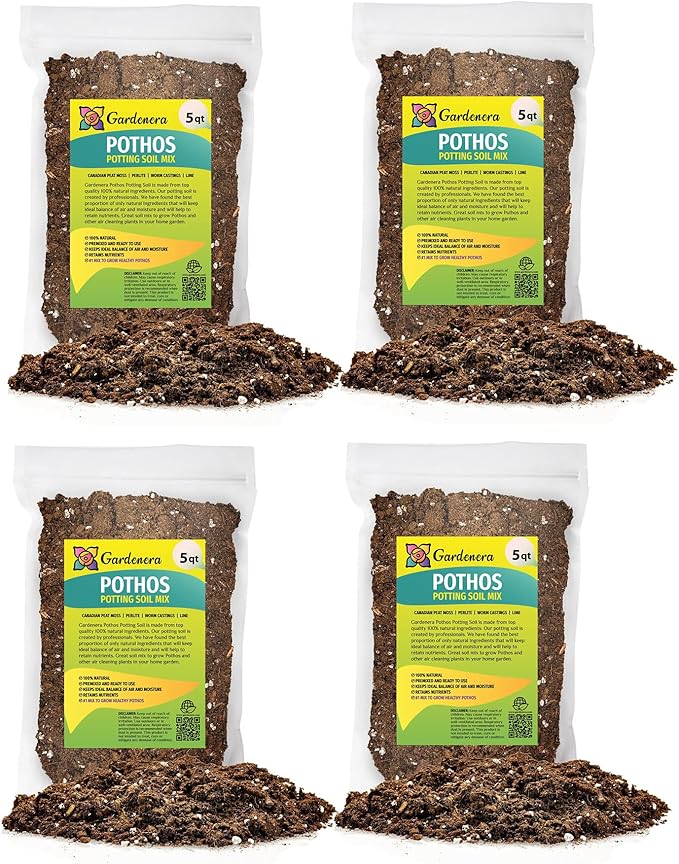 Premium Pothos Potting Soil Mix - Air Cleaning Plant Potting Mix, Soil Mix for Pothos, Parlor Palm, Peace Lily - (2 Quart Bag)