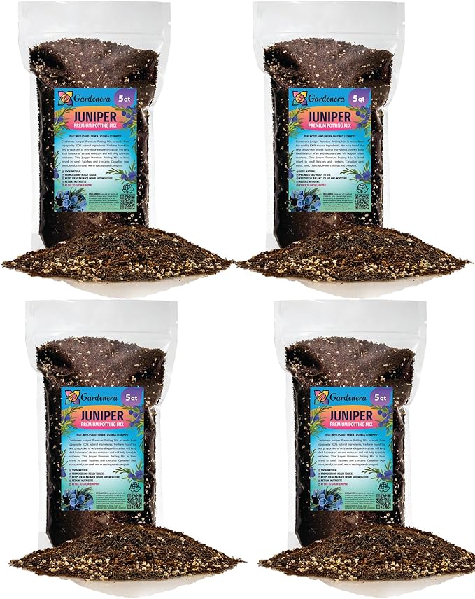 Premium Juniper Potting Soil Mix - Perfect Balance of Nutrients, Drainage, and Aeration for Healthy Juniper Trees - 20 Quart