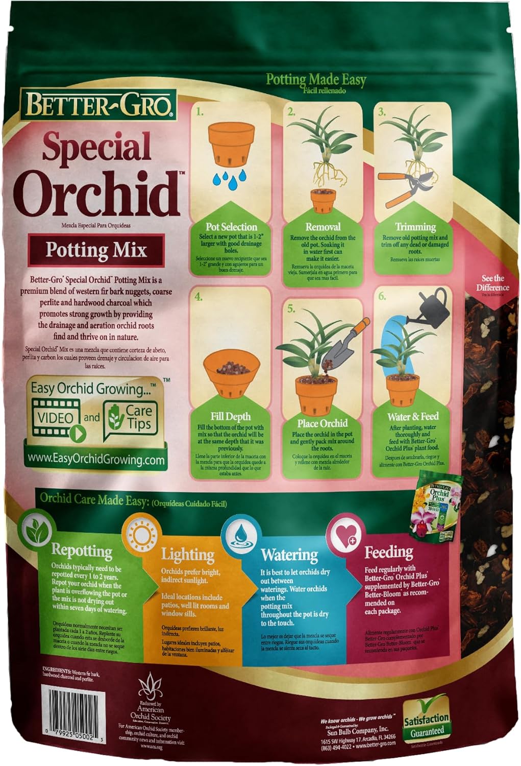 Better-Gro Special Orchid Mix - Premium Grade Orchid Bark Potting Mix for Potting, Repotting, Enhanced Drainage, Air Flow & Root Ventilation, Ideal for Phalaenopsis, Cattleyas, Dendrobiums - 8 Quarts