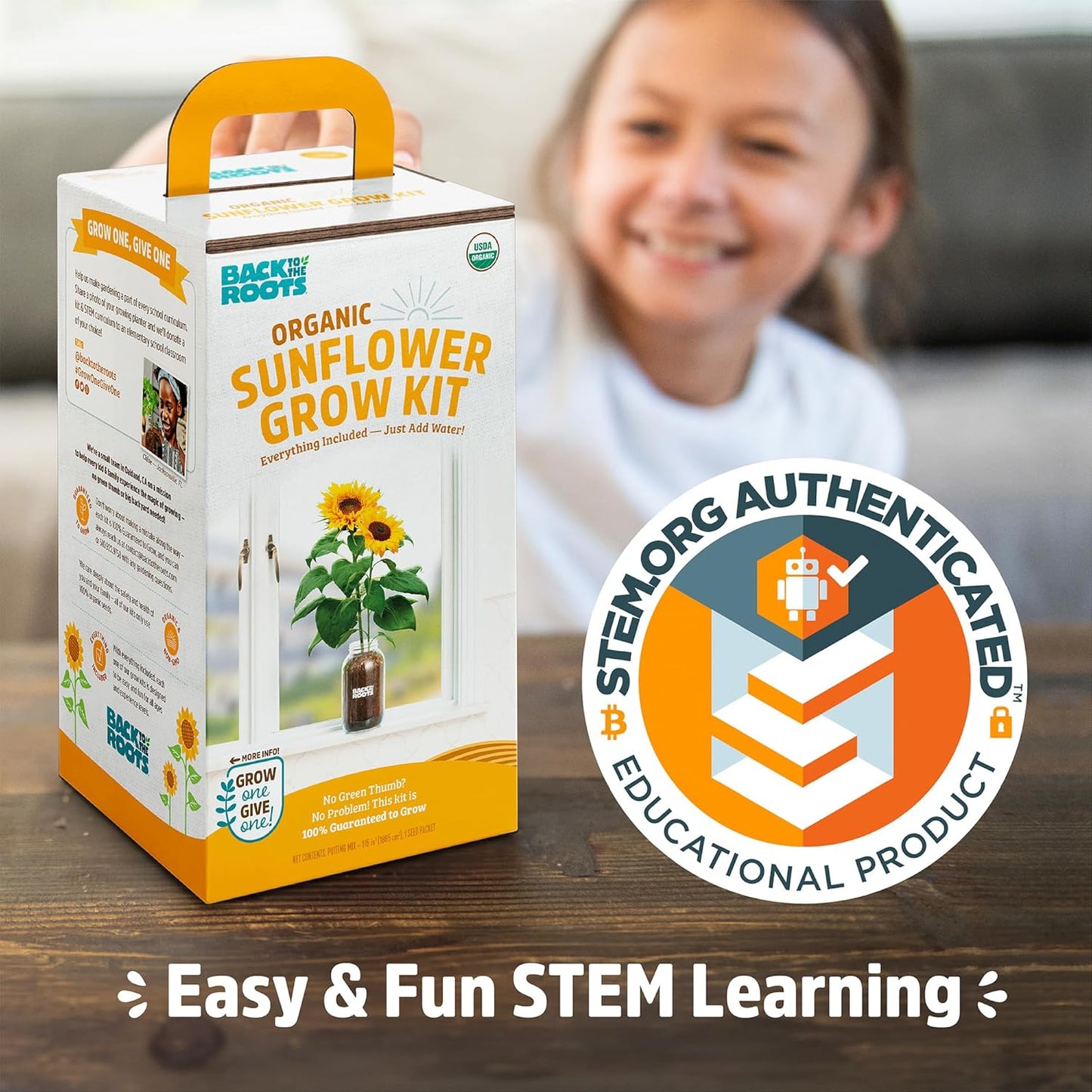 Back to the Roots Sunflower Organic Windowsill Planter Kit - Grows Year Round, Includes Everything Needed for Planting