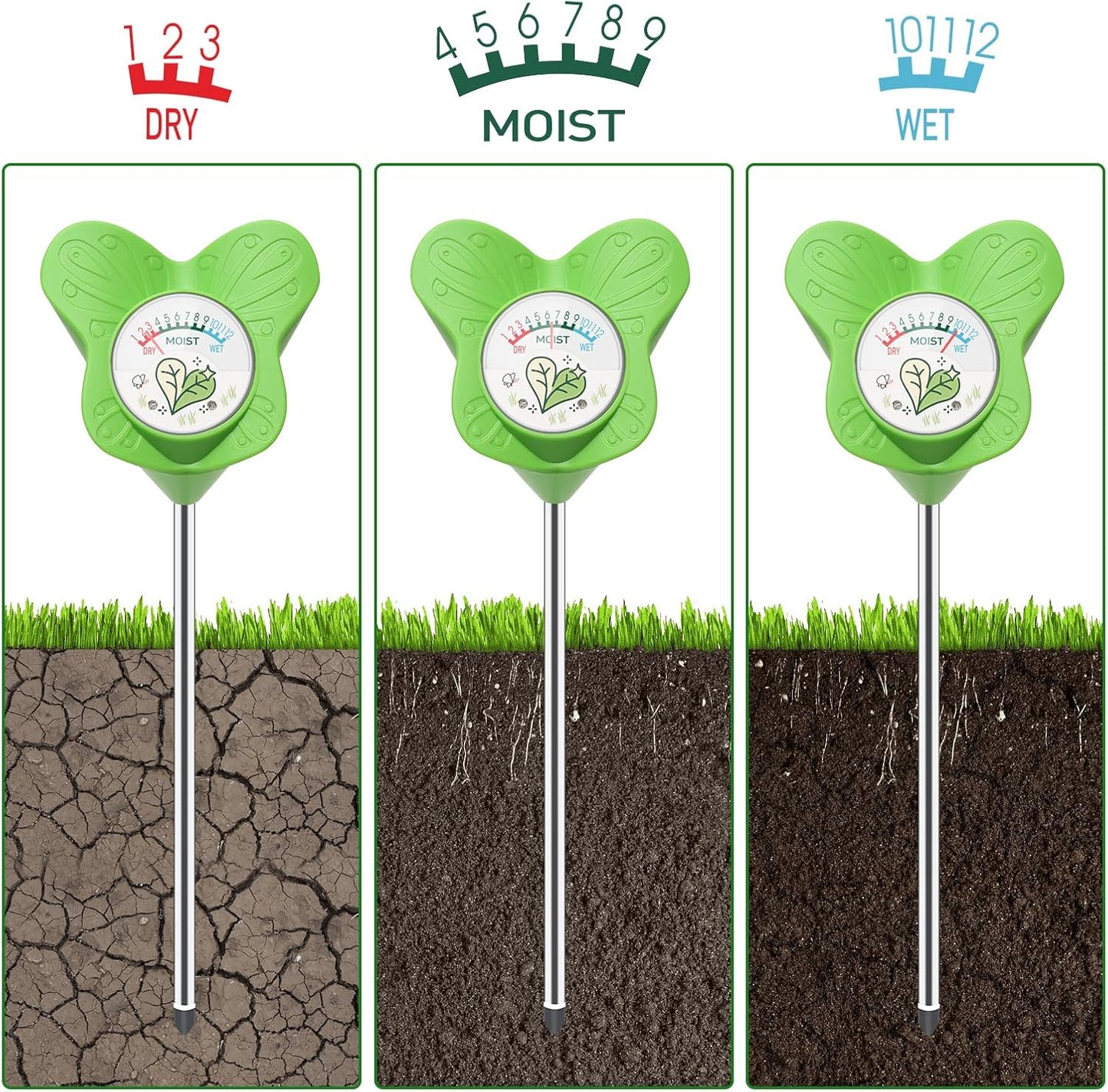 UNIWA Soil Moisture Meter, Plant Water Meter for House Plants and Indoor Potted Plants, Soil Moisture Monitor for Garden, Farm, and Lawn Plant Care,No Battery Needed