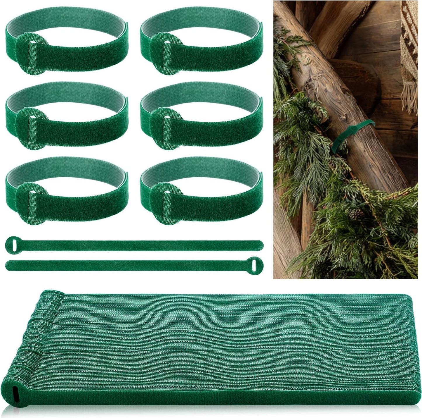 80 Pcs 12 Inch Christmas Garland Ties Green Adjustable Holiday Banister Ties Reusable Fastener Strap Nylon Garden Plant Cable Strap Christmas Tree Wreath Hook Loop Organizer for Home Office