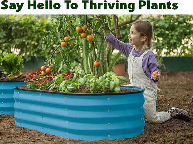 Galvanized Raised Garden Beds Outdoor // 4×2×1 ft Planter Raised Beds for Gardening, Vegetables, Flowers (Teal) // Large Metal Garden Box