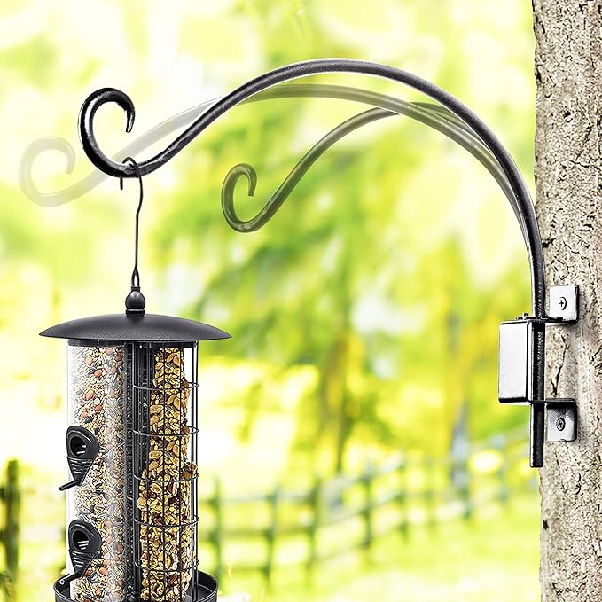 Qiang Ni Swivel Plant Hanger Bracket: Bird Feeder Hanger for Outdoor Wall Mount (12 - A, 12 Inch)