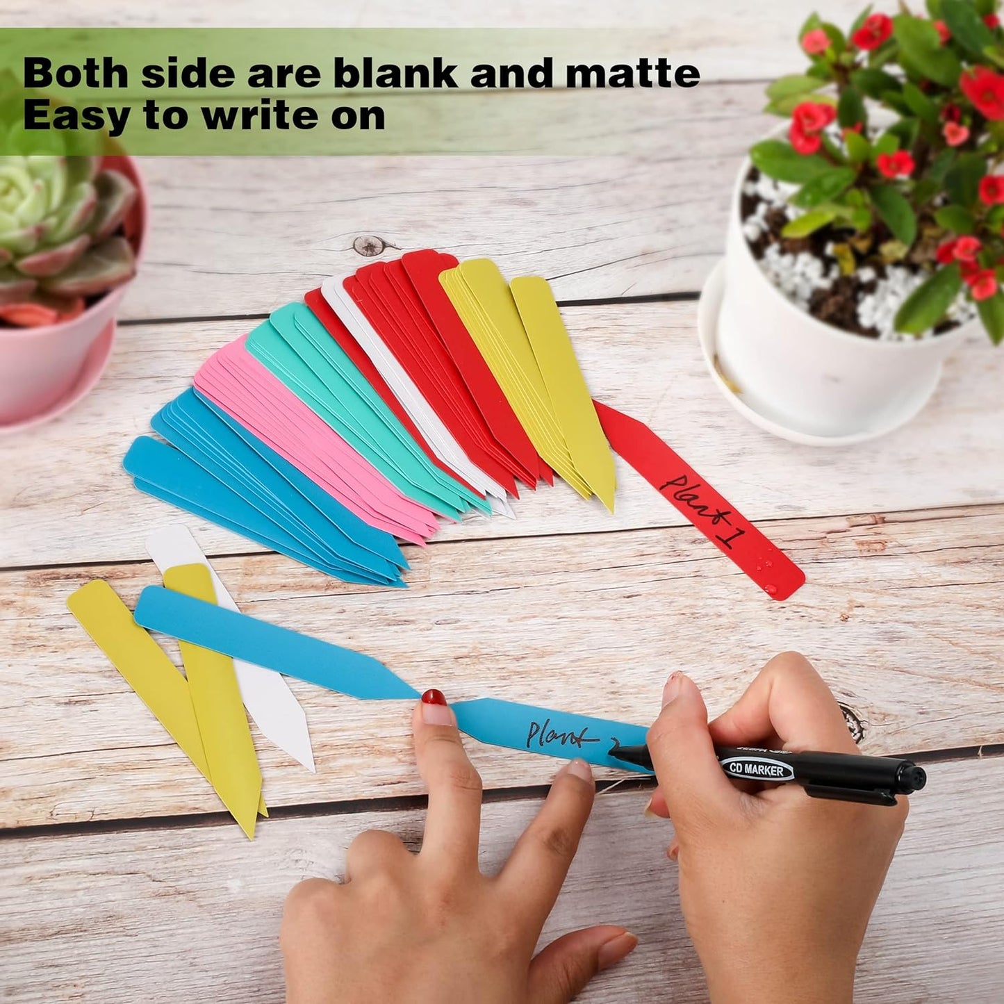 Plant Labels 500Pcs 4 Inch Plastic Plant Name Tags for Seedlings Garden Labels Markers Nursery Plant Tags Seed Labels for Outdoor Garden Plant Label Stakes with Permanet Marking Pen (Mix-Color)