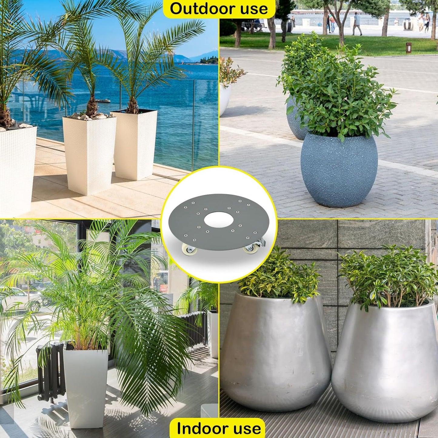 Plant Dolly with Wheels, Heavy Duty 480lbs Plant Caddy with Wheels, Indoor/Outdoor Rolling Plant Stand Cart with Casters for Garden Home Flower Pot Mover 12inch