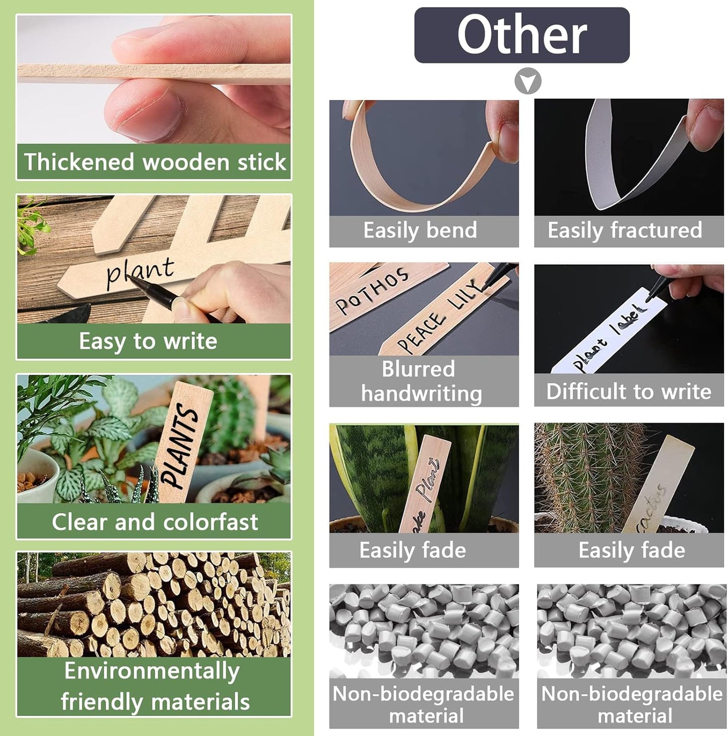 Zkptops 50Pcs Wooden Plant Labels Plant Tags 6 Inch Garden Plants Markers Waterproof Seed Labels Markers Sticks Outdoor Garden Label Stakes Sign Wooden Plants Name Tags for Seedling Vegetables Flower