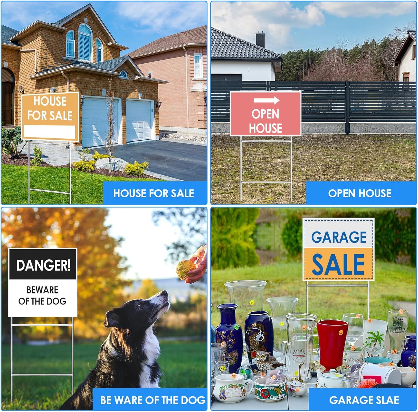 30 Pcs H Stakes for Yard Signs 16.5'' x 7'' Heavy Duty Metal H Frame Wire Stakes Weatherproof Metal Holder for 4mm 5mm Corrugated Signs Guidepost Yard Halloween Decoration