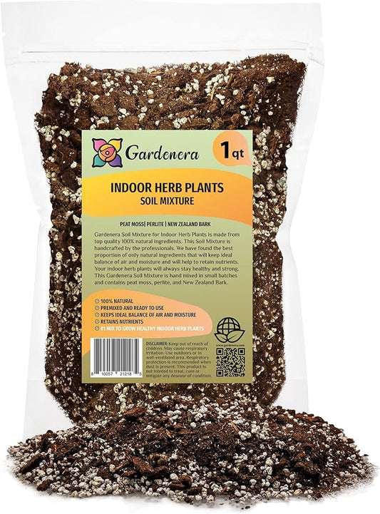 Soil Mixture for Indoor Herb Planters - Specially Blended Soil Mixture for Planting and Growing Indoor Kitchen Herbs Indoors, Indoor Herb Garden, Herb Growing Soil Mixture - 1 Quart Bag