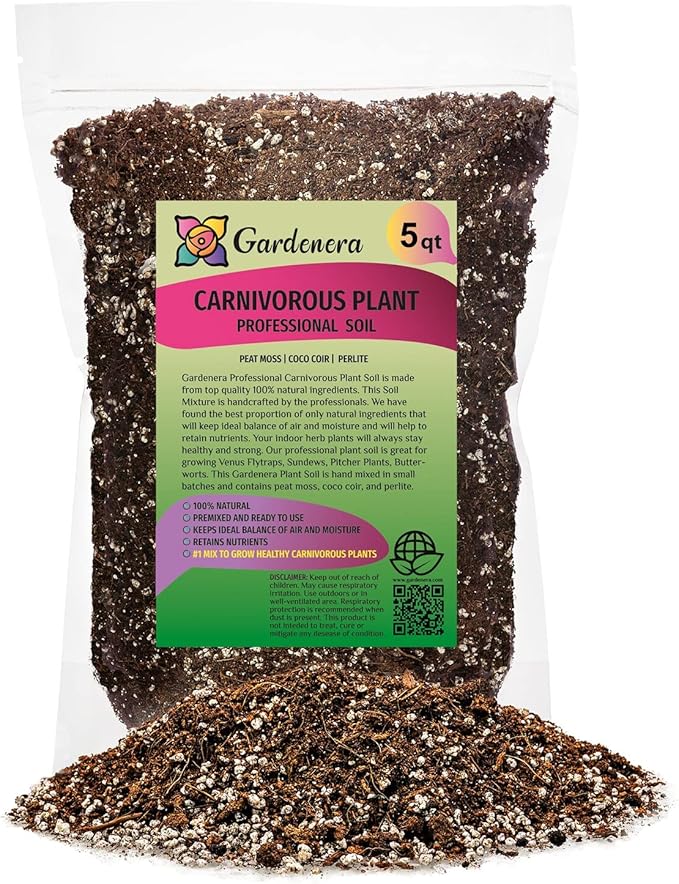 Professional Carnivorous Plant Soil - Ready to Use for Venus Flytraps, Sundews, Pitcher Plants, Butterworts | Peat Moss, Coco Coir, Perlite - 5 Quart Bag