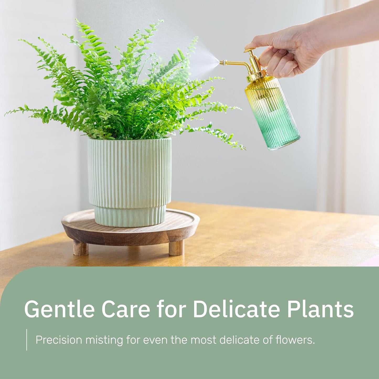 Useful Co. Yellow & Green Glass Plant Mister for inside, Mister for Plants, Plant Sprayer Mister, Decorative Plant Mister Spray Bottle with Adjustable Nozzle for indoor plants (230ml/ 7.8oz)