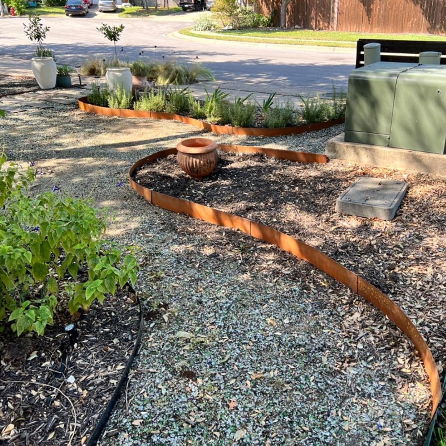 Corten Steel Landscape Edging-4.5" H X 40" L Metal Garden Edging-33FT-Landscape Lawn Edging 10 Pcs-No-Dig Hammer Heavy Duty Steel Edging-Bendable Border Strips for Lawn Yard GJWCVL-10 Clips