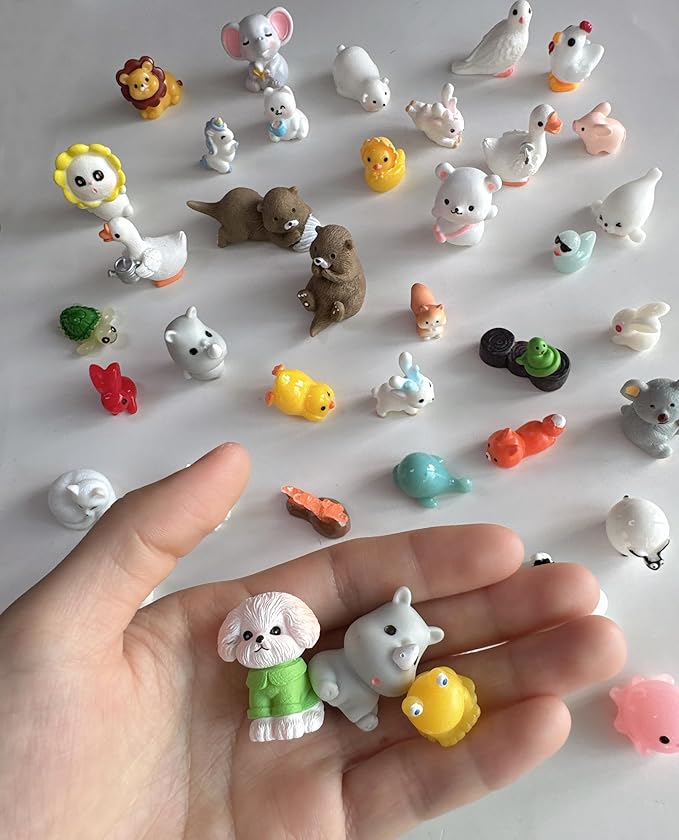 Mini Resin Animals Variety Pack to Hide for Prank Tiny Resin Animals Bulk 100 PCS Figurines for Miniature Fairy Garden Accessories, Cake Topper Decor, Birthday Gift, Party Favors