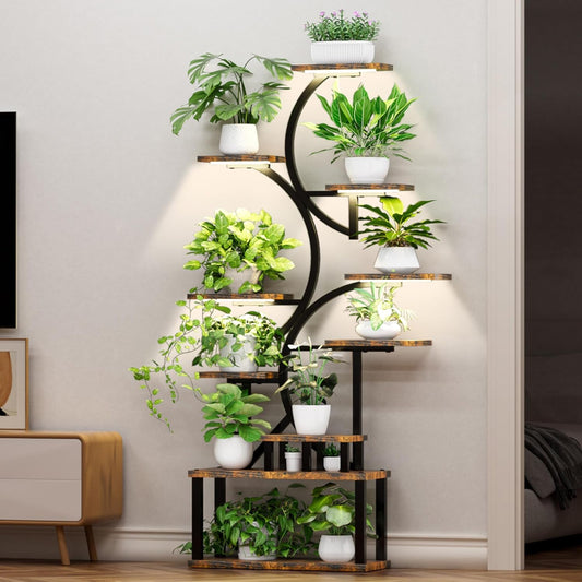 Plant Stand Indoor with Grow Lights, 10 Tiered Indoor Plant Stand, 68.5" Lighted Corner Plant Stands for Indoor Growing, Large Flower Holder for Living Room, Patio, Balcony Décor