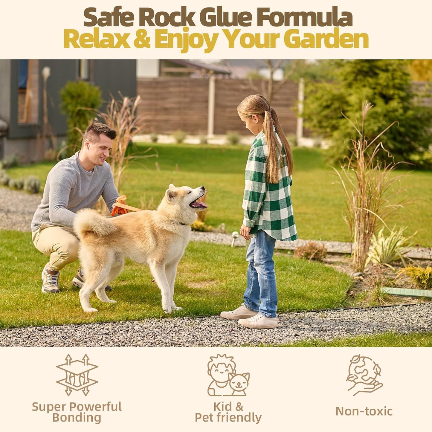 Rock Glue, 1Gallon Mulch Glue for Landscaping with Sprayer, Fast-Dry Strong Pea Gravel Stabilizer Landscape, Non-Toxic Long-Lasting Dries-Clear Strong Pea Gravel Binder for Pebble Pine Outdoor Garden