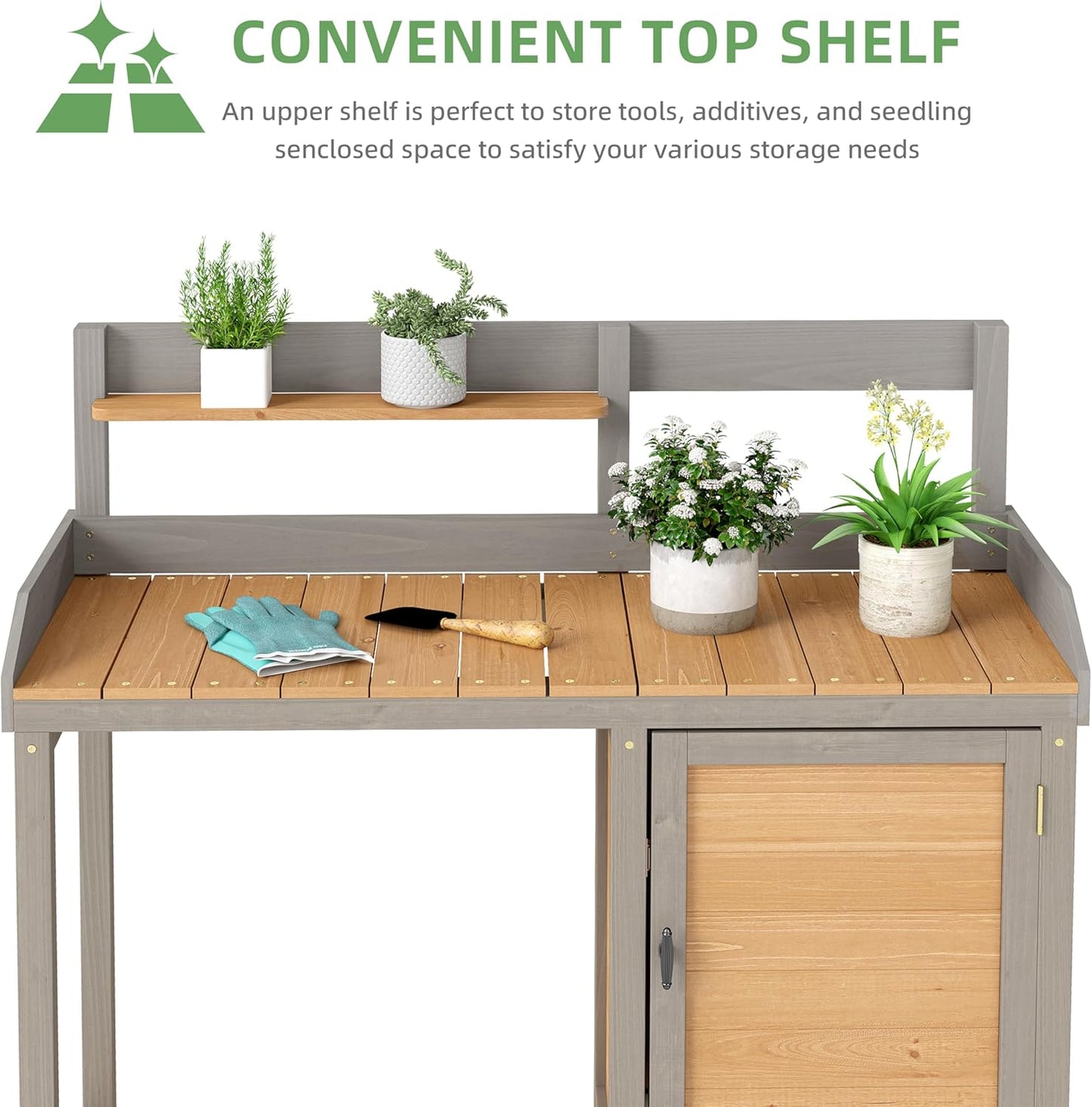 Wooden Potting Bench Table with Sink,Outdoor Garden Table Work Bench with Storage, Workstation for Outside Lawn Patio