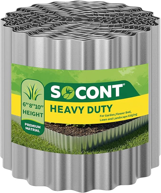 Corrugated Metal Garden Edging, 6"×20Ft Durable Landscape Border for Garden, Lawn, Flower Beds and Paver Edging (Silver)
