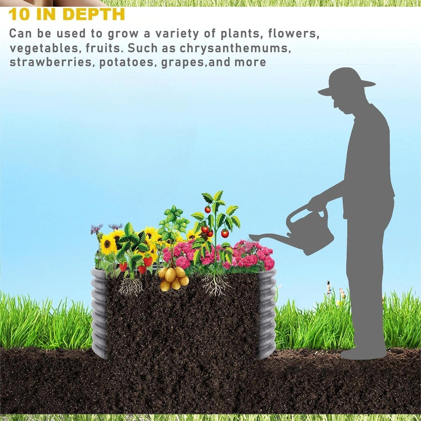 4 Pack 3x3FT Round Galvanized Raised Garden Bed Outdoor,Metal Garden Bed for Vegetables,Steel Raised Beds for Gardening,Above Ground Garden Box for Flower