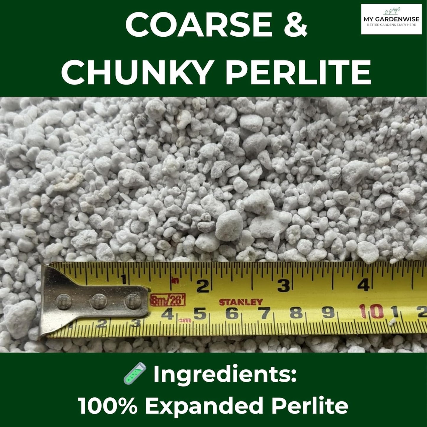 Perlite for Plants, Coarse and Chunky Horticultural Perlite, Organic Perlite for Gardening Indoor & Outdoor, Perlite Bulk Bag, Made in USA (3 quarts)