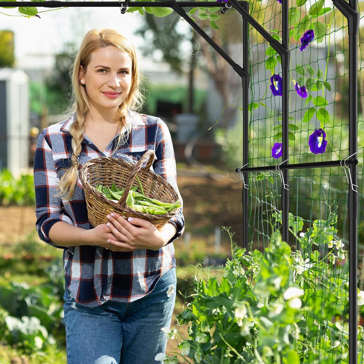 DoCred Tall Garden Arch Trellis for Climbing Plants, 79in Tall Metal Plant Support Trellis Archway for Climbing Vine Vegetable/Fruit/Flower Outdoor Yard Lawn Garden Arch Tunnel Trellis