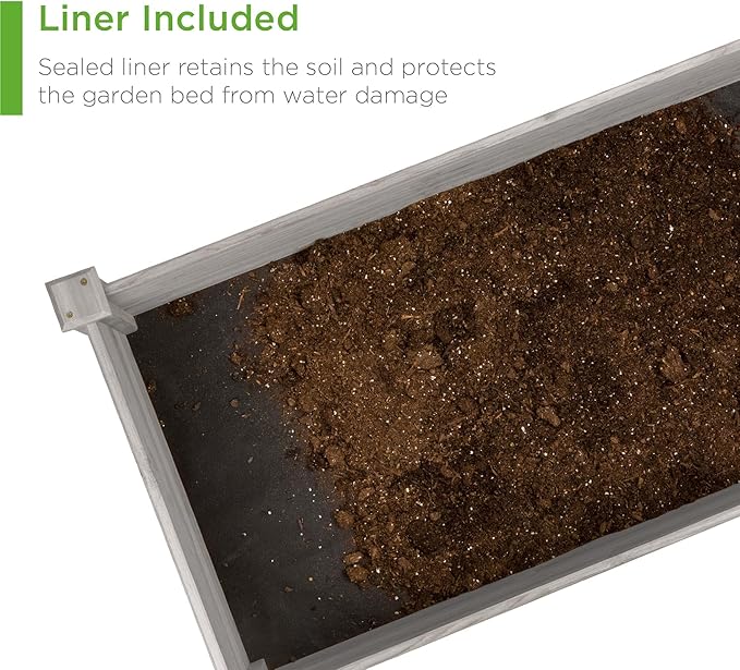 Best Choice Products 8x2ft Outdoor Wooden Raised Garden Bed Planter for Vegetables, Grass, Lawn, Yard - Gray