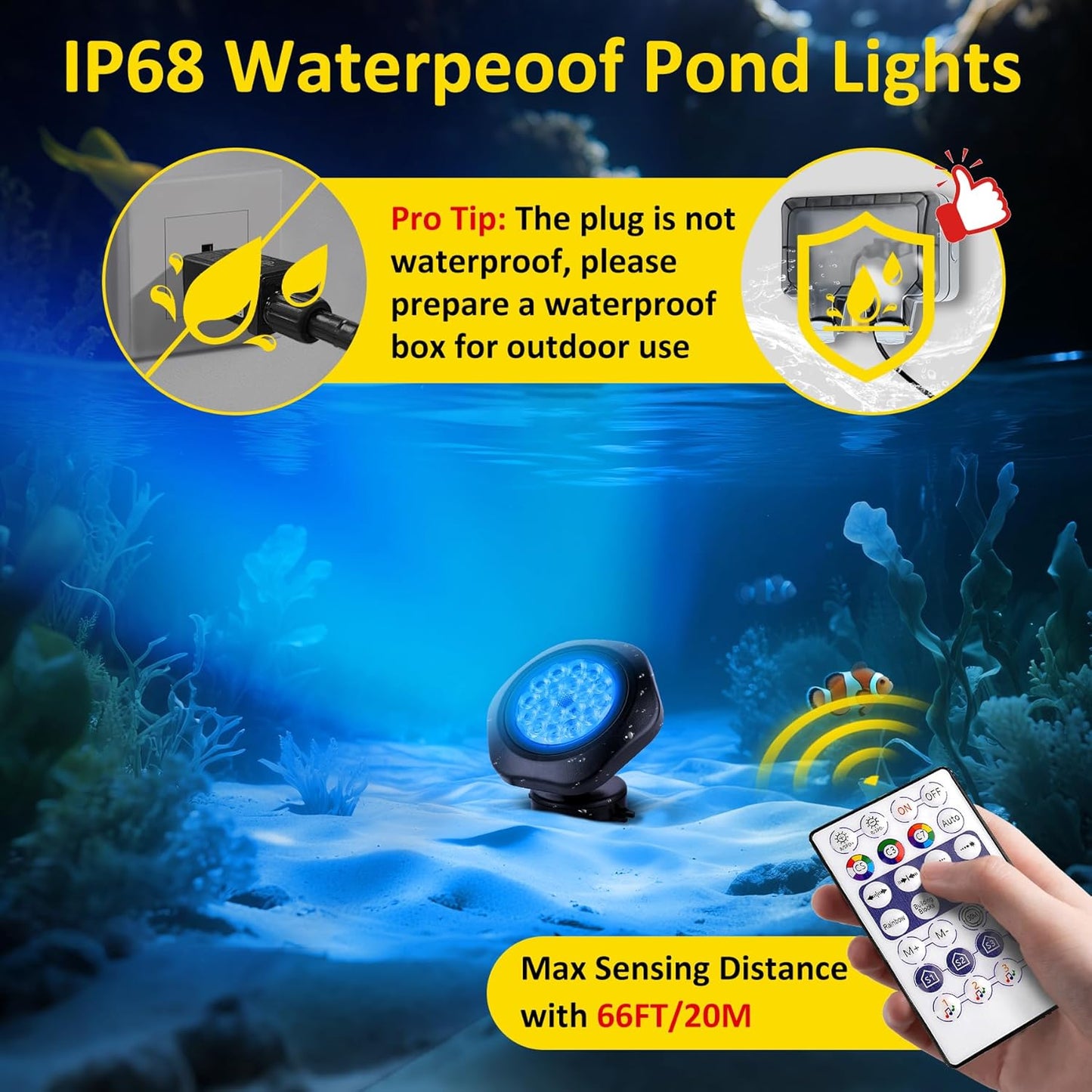 T-SUN Color Changing Underwater Pond Lights, IP68 Waterproof Fountain Lights Dimmable Timer Submersible LED Landscape Spotlights for Outdoor Koi Fish Tank Aquarium Garden(Set of 5)