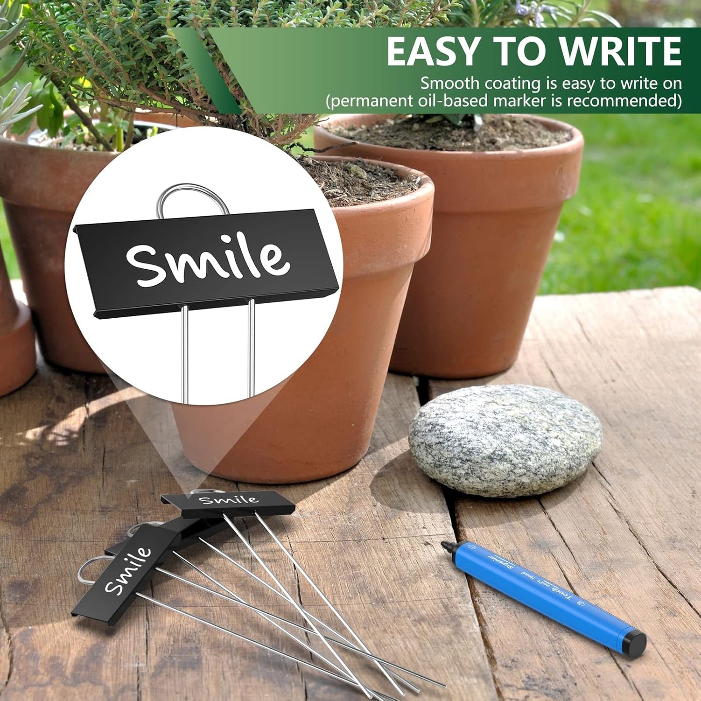 30-Pack Metal Plant Labels Weatherproof Garden Markers,Height 10.6'', Label Area 3.5''X 1.2'' Reusable Nursery Tags for Vegetables Herb Flower Seed Greenhouse - Black