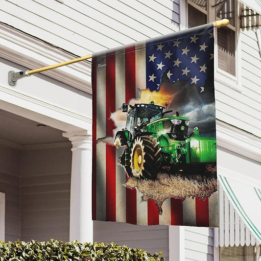 FLAGWIX American Flags, Farmer Tractor Flags - 4th of July Decorations for Home, Outside, House Flags 30x40, Tractor Farmer American Flag - Double Sided Heavy Duty Canvas, Decorative Outdoor Flags