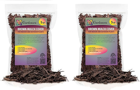 Brown Mulch - Retain Moisture and Suppress Weeds for a Thriving Landscape - 10 QUARTS