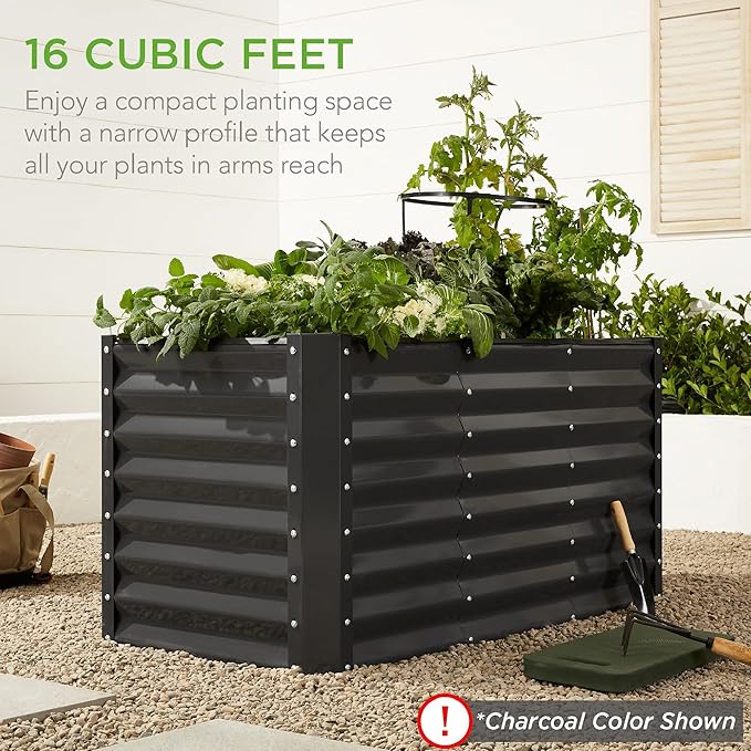 Best Choice Products 4x2x2ft Outdoor Metal Raised Garden Bed, Deep Root Planter Box for Vegetables, Flowers, Herbs, and Succulents w/ 119 Gallon Capacity - Taupe