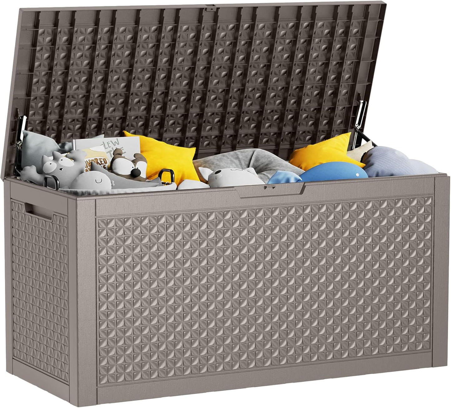 100 Gallon Outdoor Storage Box - Deck Box Waterproof Patio Furniture, Garden Tools, Cushions, Pool Accessories Outside Storage Resin Box