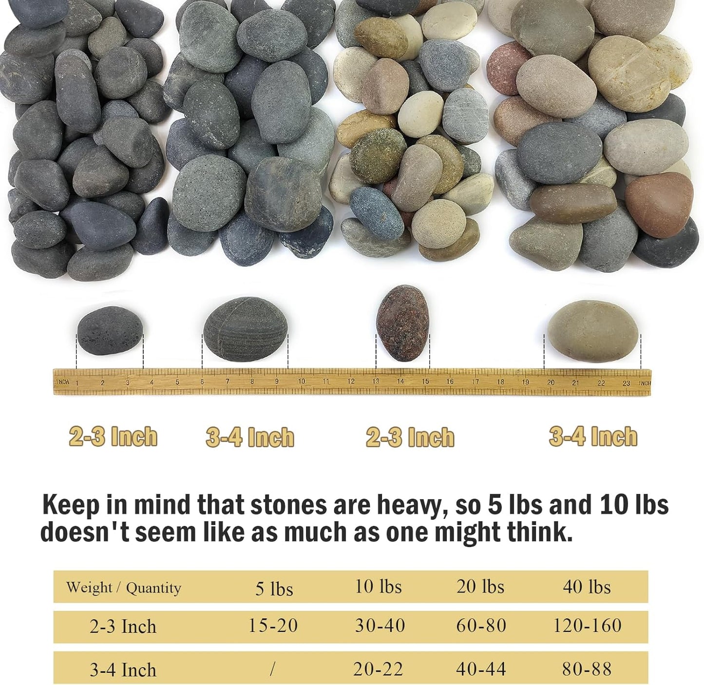 20 lbs Natural River Rocks Mexican Beach Pebbles, 2-3 Inch Decorative River Rocks for Landscaping Garden Paving Plant Rocks Crafting Walkways and Outdoor Decorative Stone