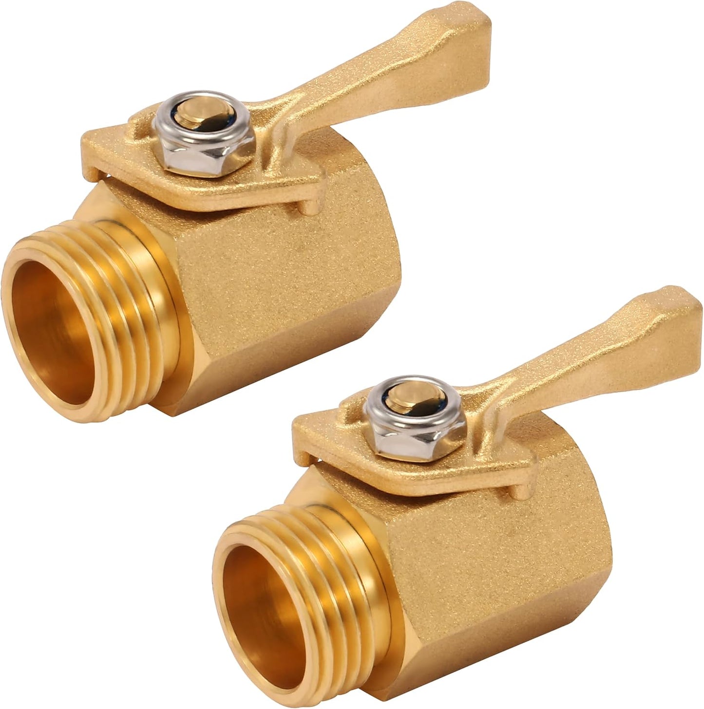 M MINGLE Heavy Duty Brass Garden Hose Shut Off Valve, 3/4 Inch, 2-Pack with 2 Hose Washers